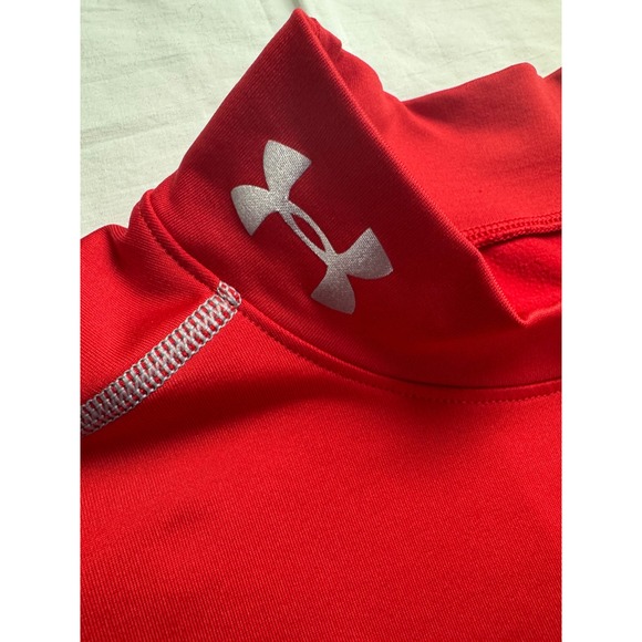 Under Armour ColdGear Mens Large Red Mock Neck Fitted Base Layer Shirt L - Picture 2 of 12